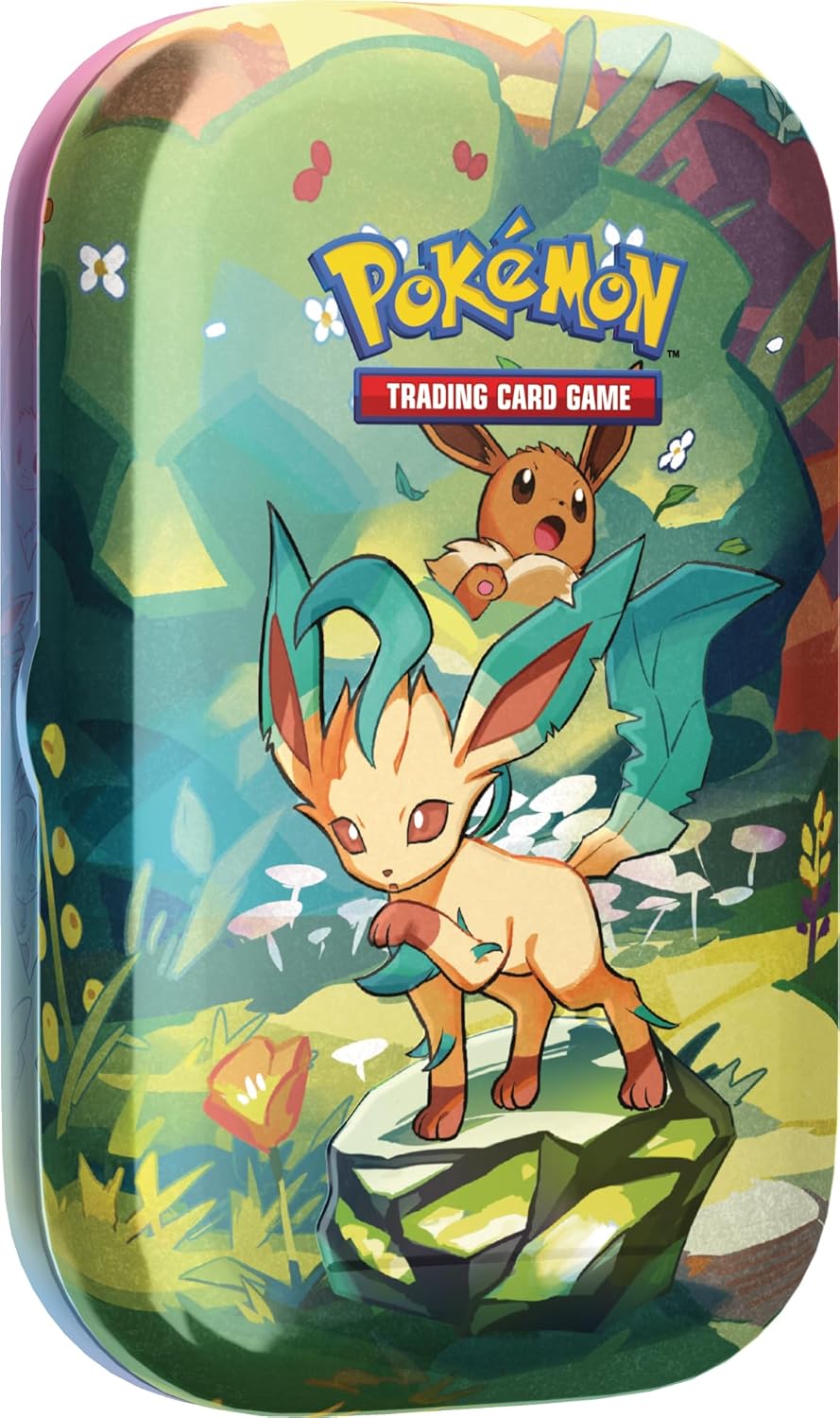 Scarlet & Violet—Prismatic Evolutions Mini Tin – Leafeon (2 Booster Packs & 1 Coin)