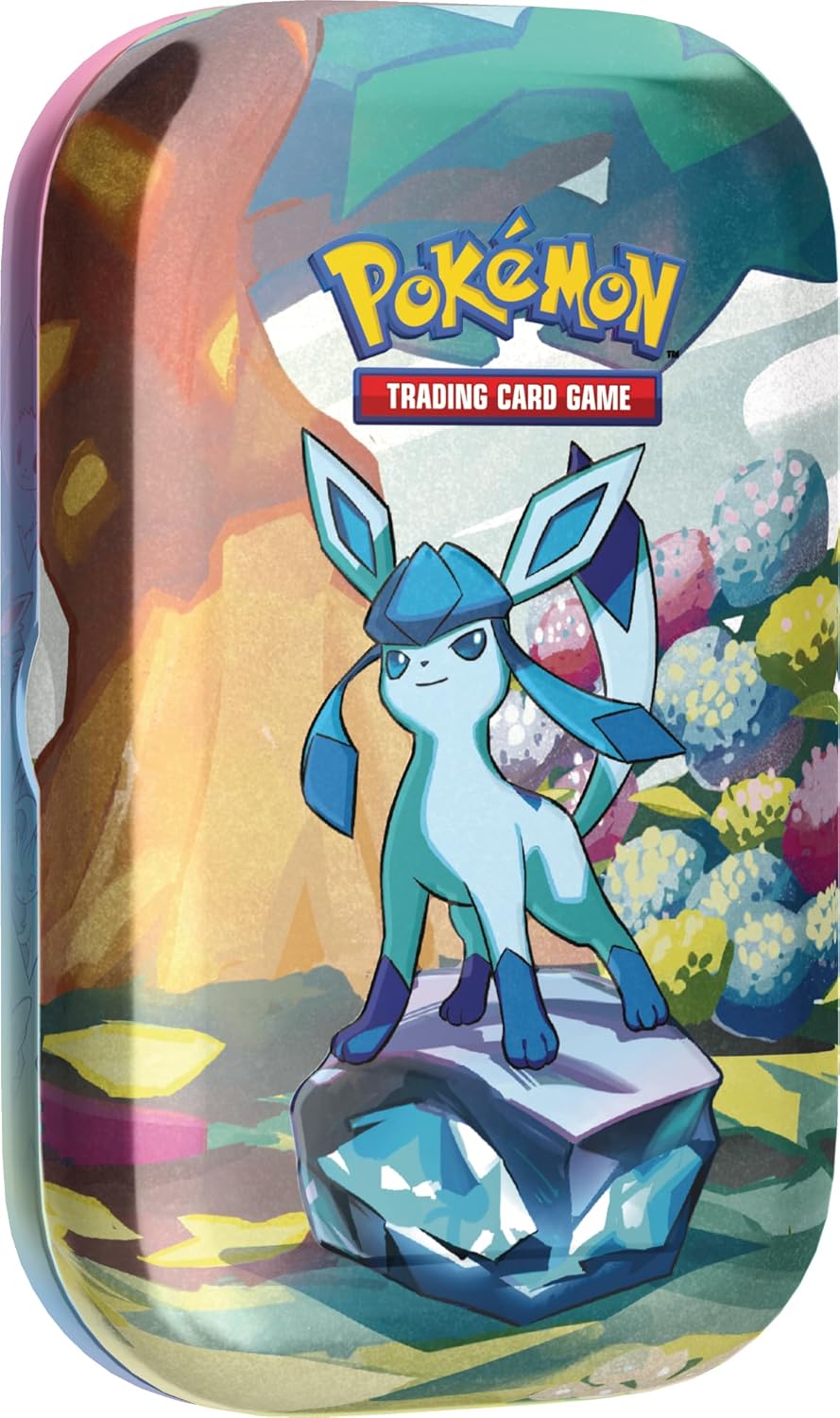 Scarlet & Violet—Prismatic Evolutions Mini Tin – Glaceon (2 Booster Packs & 1 Coin)