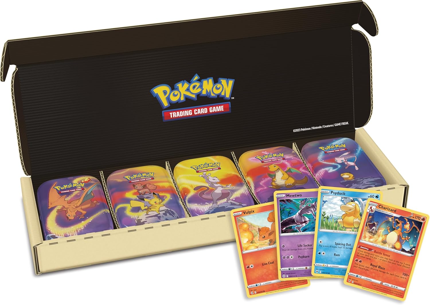 Kanto Power Mini Tin 5-Pack Bundle (10 Booster Packs, 5 Coins, 5 Art Cards)