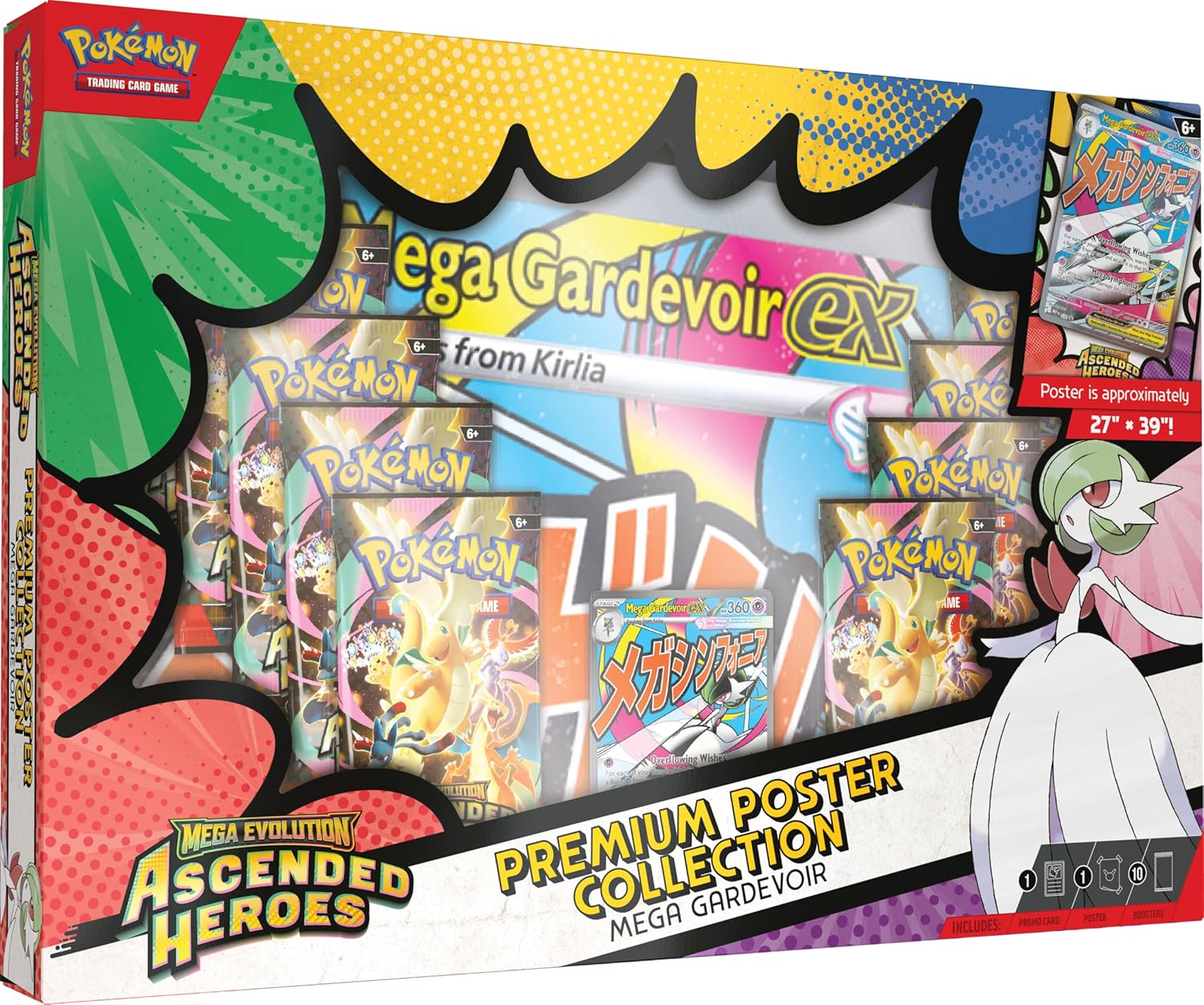 Mega Evolution—Ascended Heroes Premium Poster Collection—Mega Gardevoir (1 Foil Promo Card, 1 Double-Sided Poster & 10 Booster Packs)