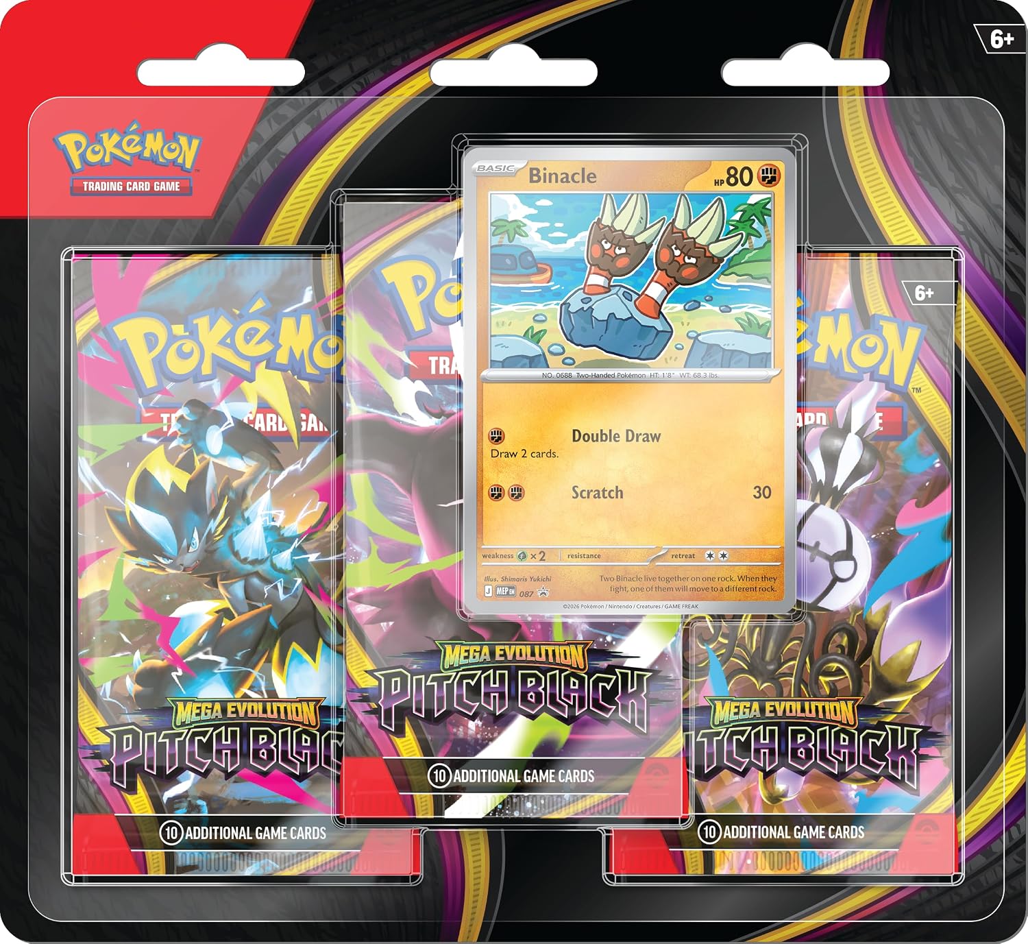 Mega Evolution—Pitch Black Triple Pack (1 Foil Promo Card & 3 Booster Packs)