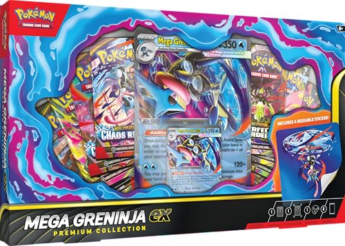 Mega Greninja ex Premium Collection (1 Foil Promo Card, 1 Oversize Lenticular Card & 8 Booster Packs)